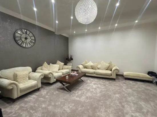4 Piece Cream DFS Sofa Set with Footstool