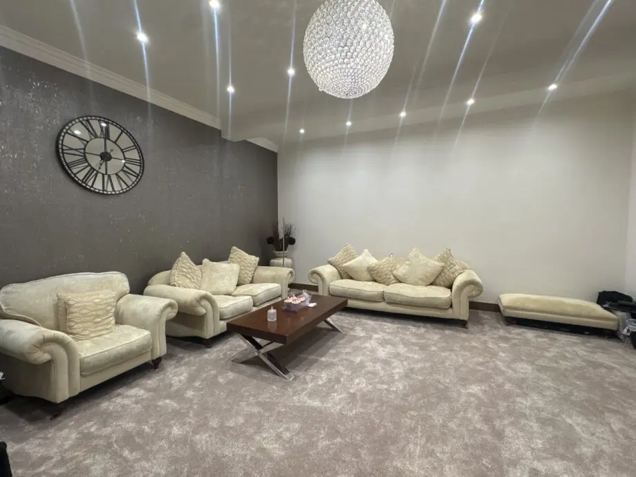 4 Piece Cream DFS Sofa Set with Footstool