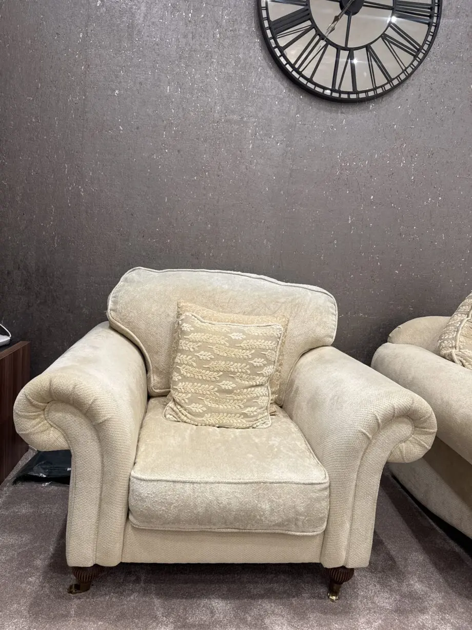 4 Piece Cream DFS Sofa Set with Footstool