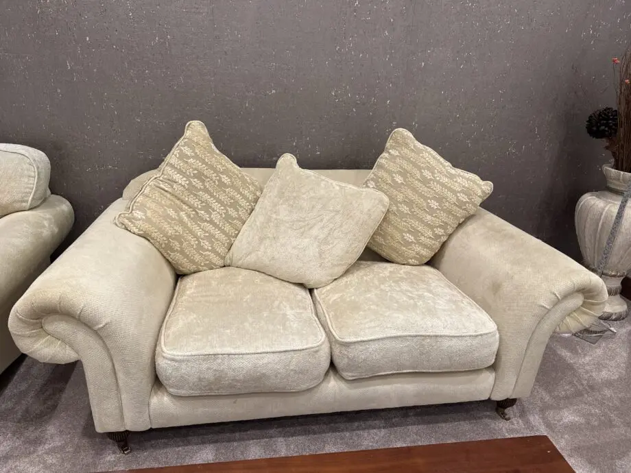 4 Piece Cream DFS Sofa Set with Footstool