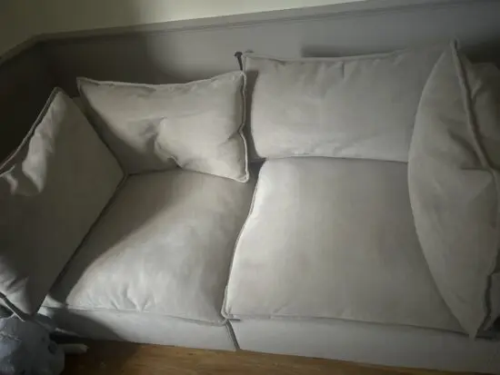 Dusk, Boston sofas love seat and foot stool set in sand