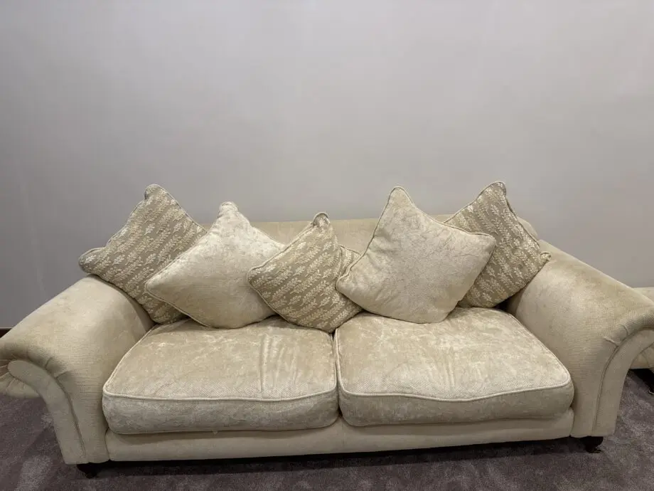 4 Piece Cream DFS Sofa Set with Footstool