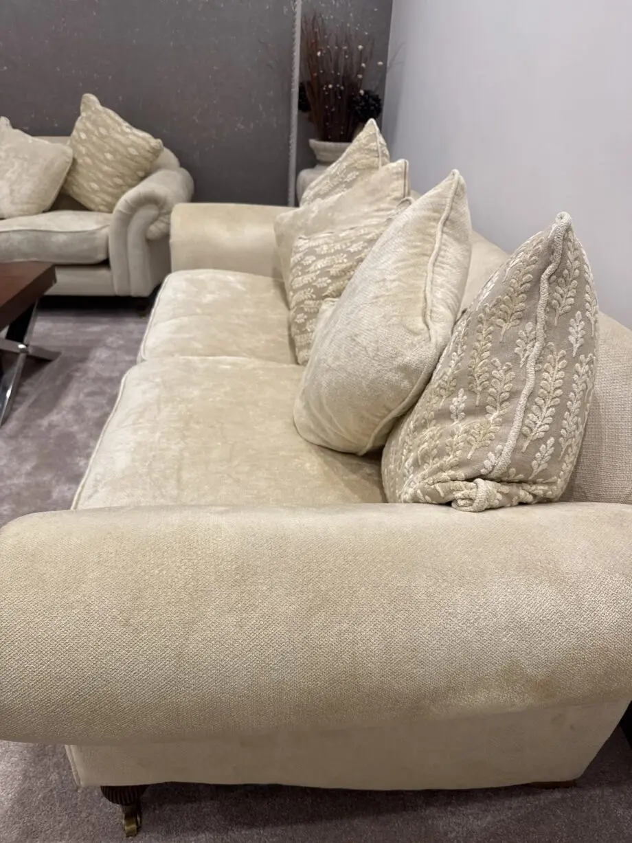 4 Piece Cream DFS Sofa Set with Footstool