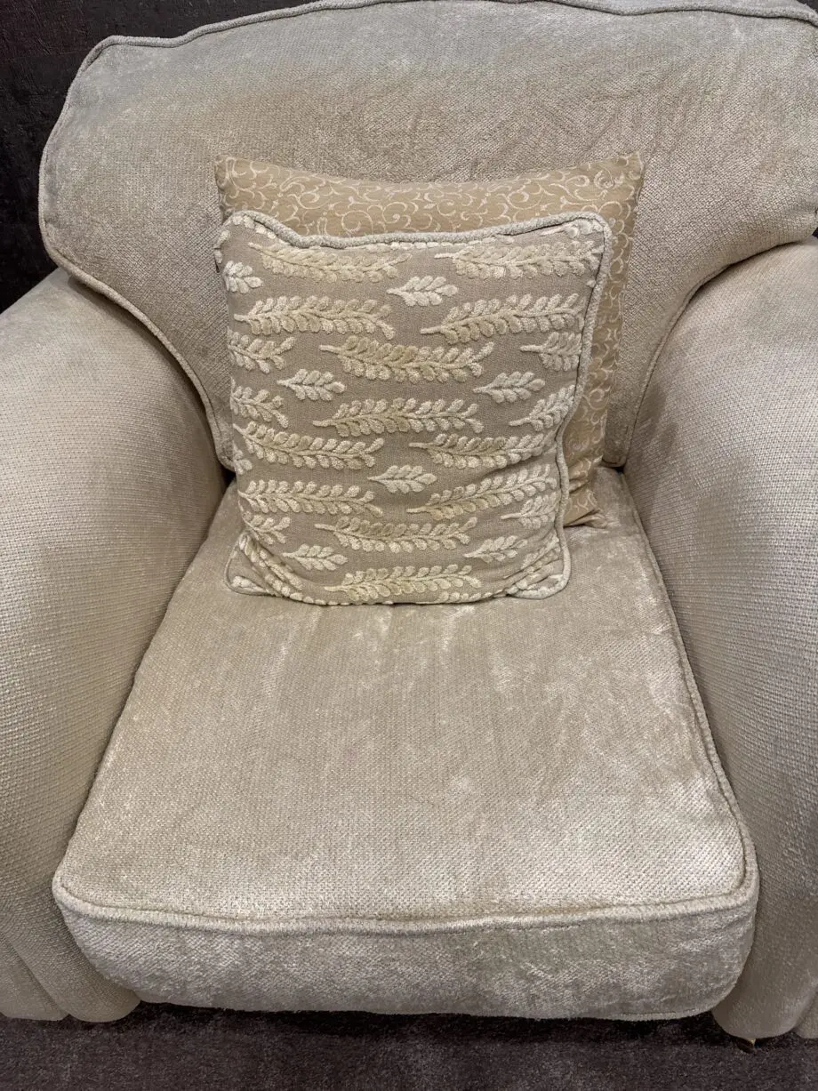 4 Piece Cream DFS Sofa Set with Footstool
