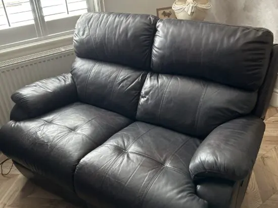 Brown leather 2 seater sofa