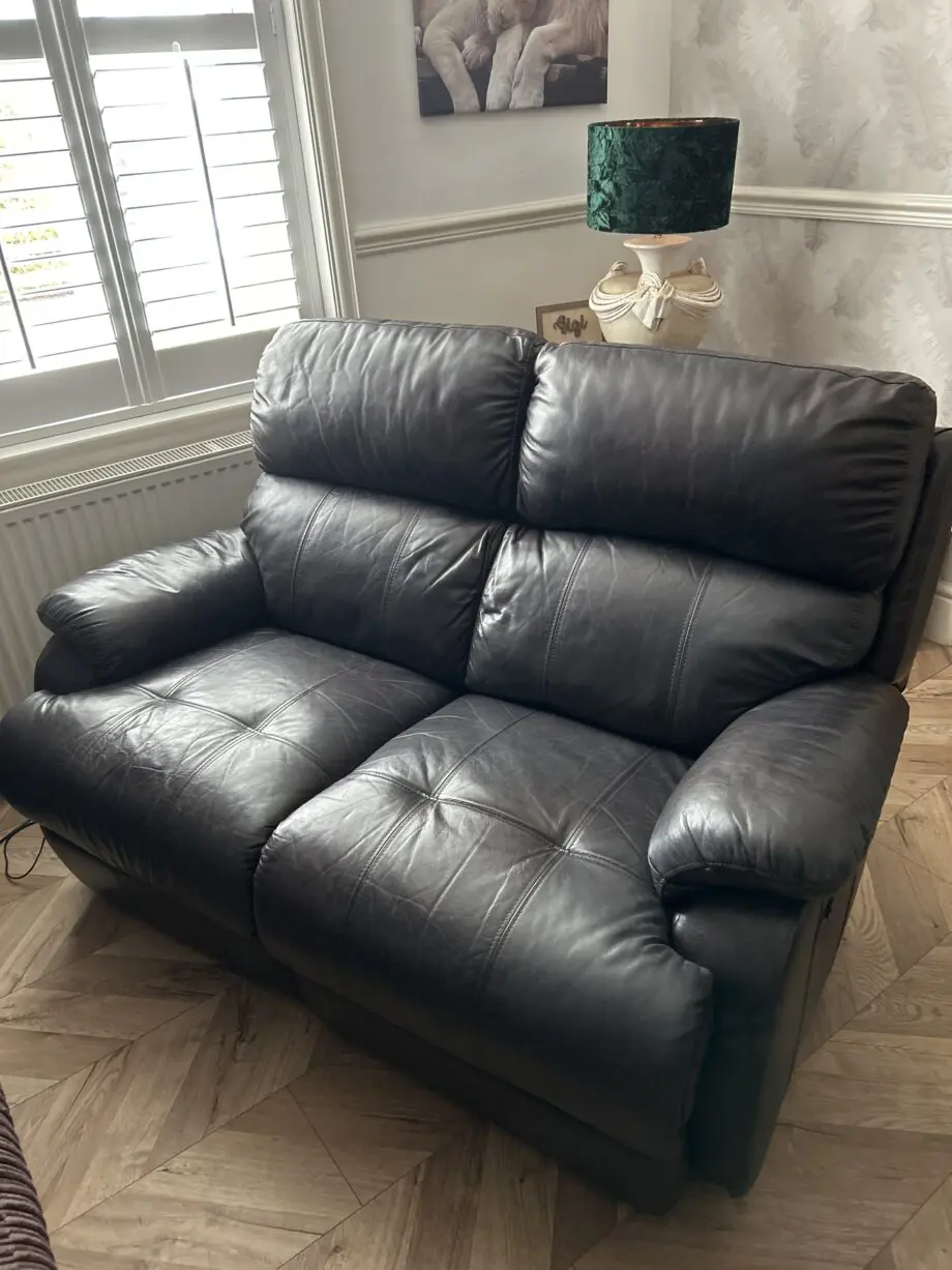 Brown leather 2 seater sofa