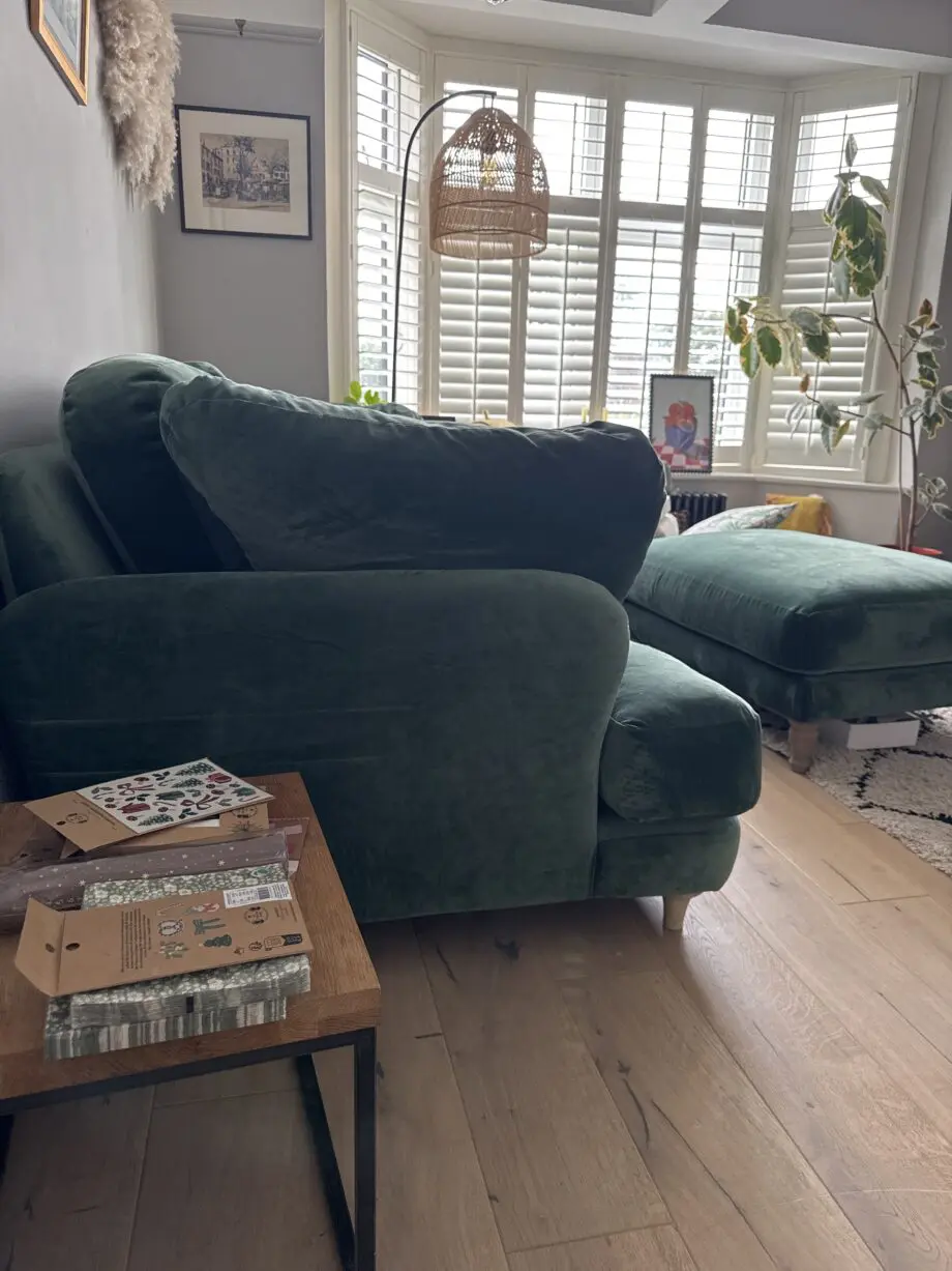 Loaf early edition Smithy sofa green velvet with footstool