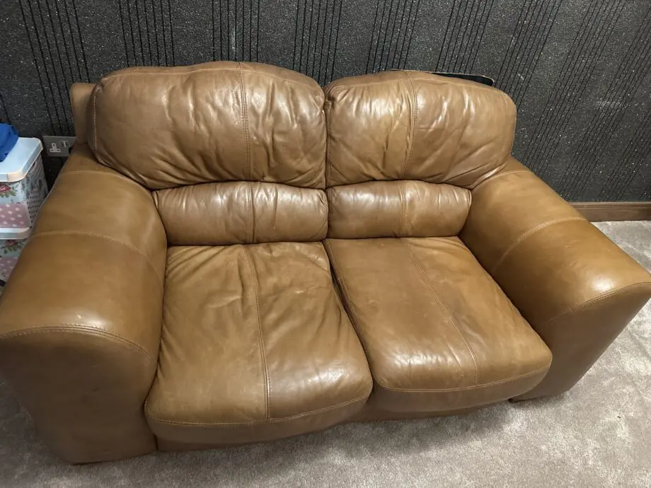 3 Piece Brown Leather DFS Sofa Set