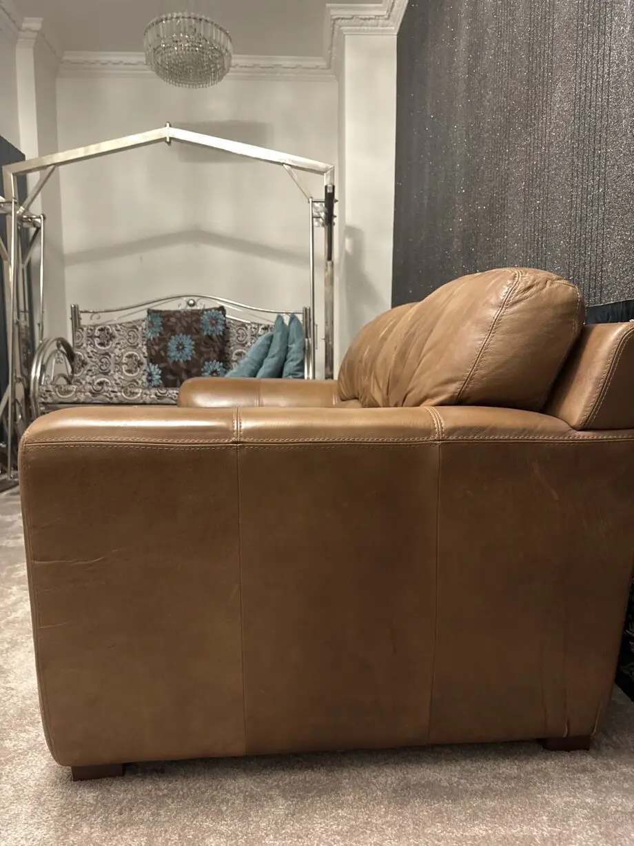 3 Piece Brown Leather DFS Sofa Set