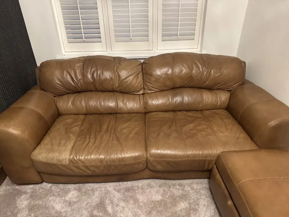 3 Piece Brown Leather DFS Sofa Set