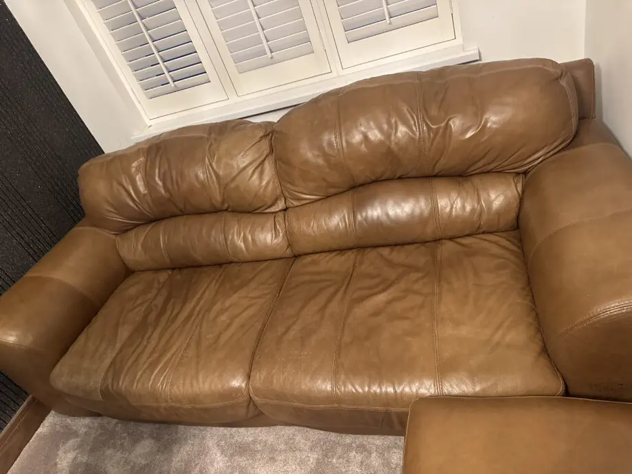 3 Piece Brown Leather DFS Sofa Set