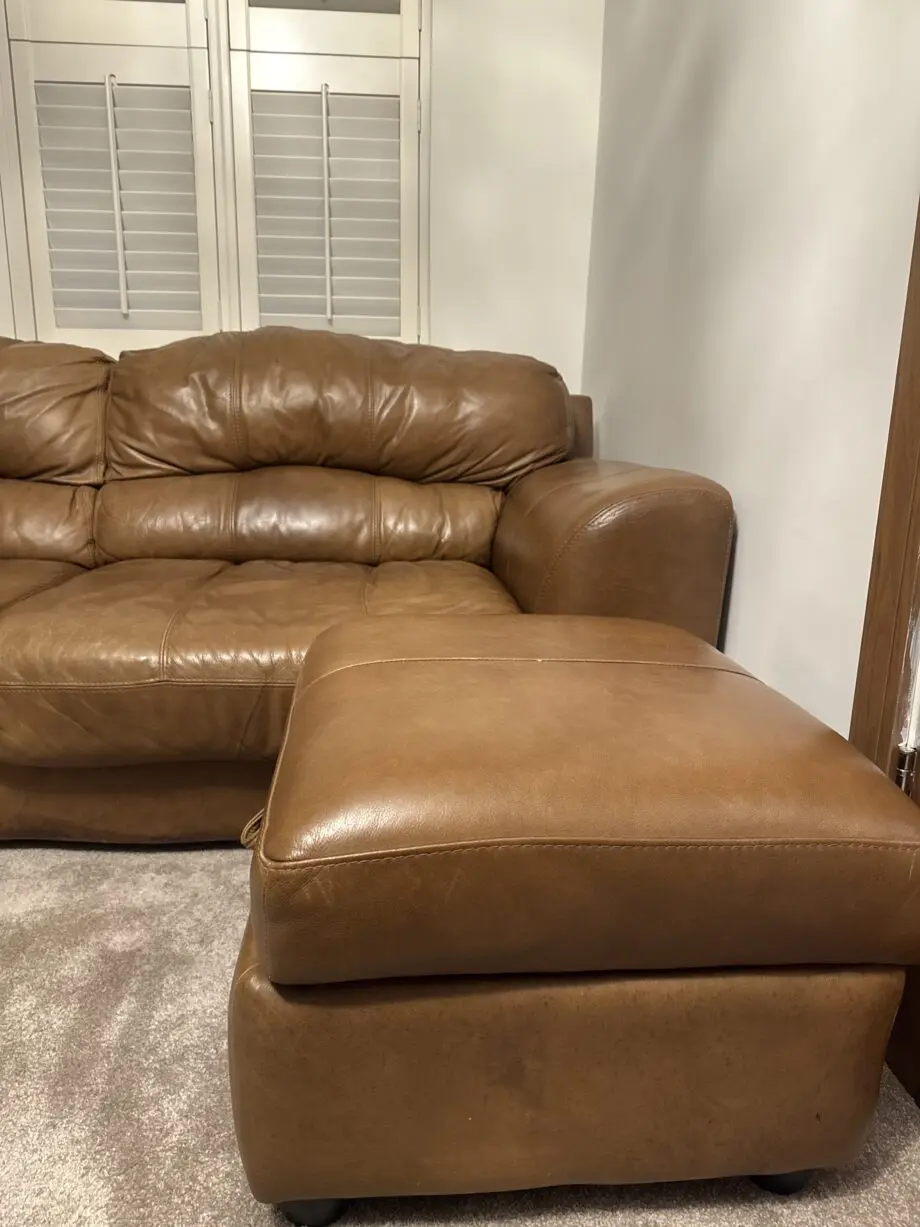 3 Piece Brown Leather DFS Sofa Set