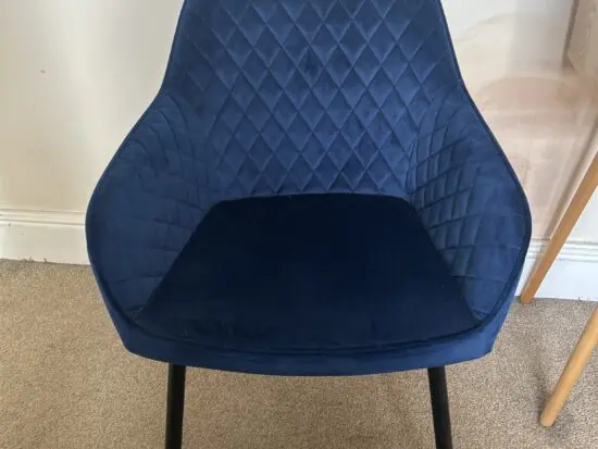 2 blue dining chairs