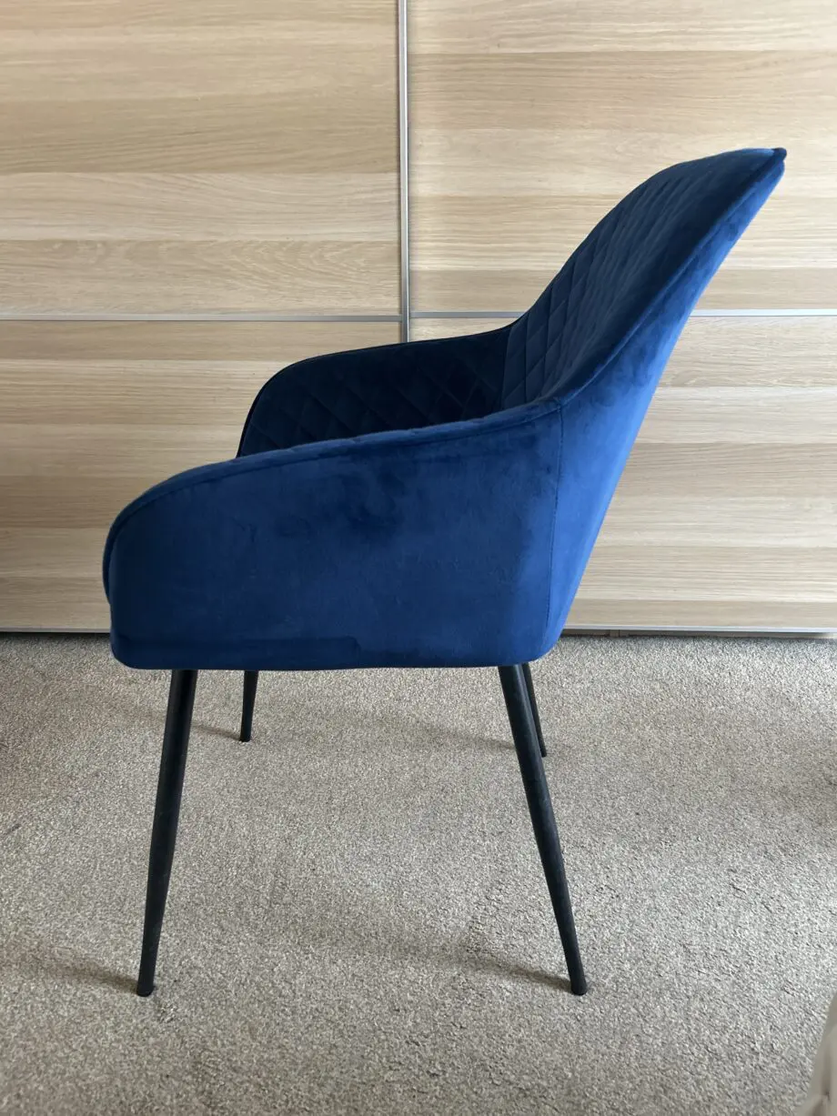 2 blue dining chairs