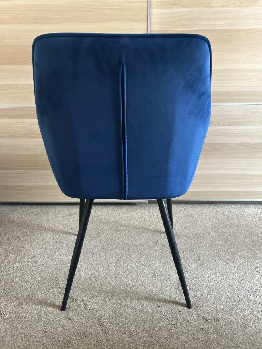 2 blue dining chairs