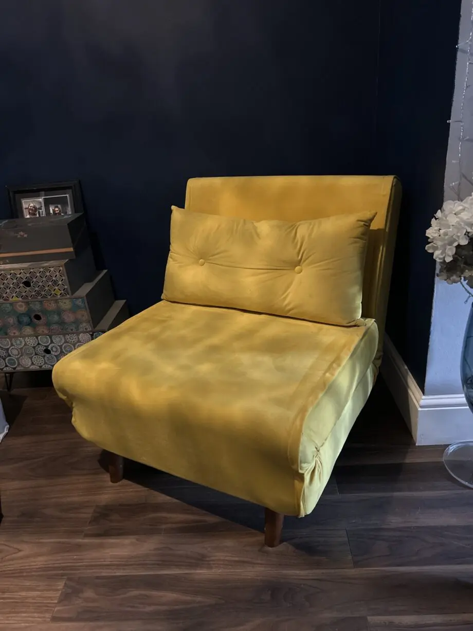 Una Single Sofa Bed - Yellow Velvet