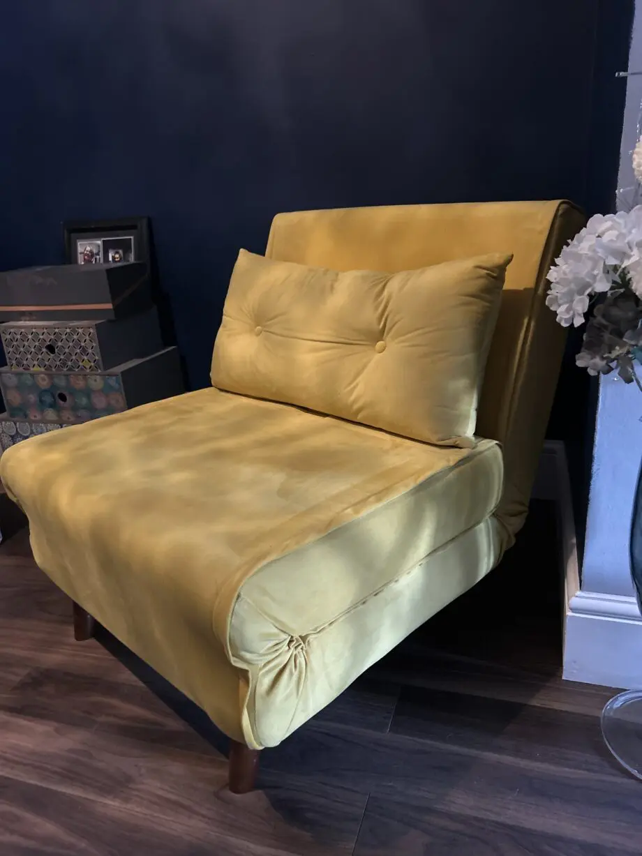 Una Single Sofa Bed - Yellow Velvet