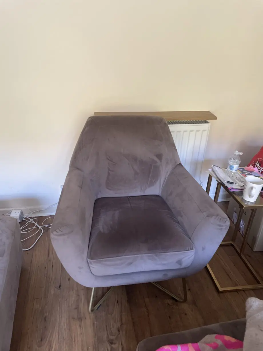 Plush DFS large chaise, chair and storage footstool