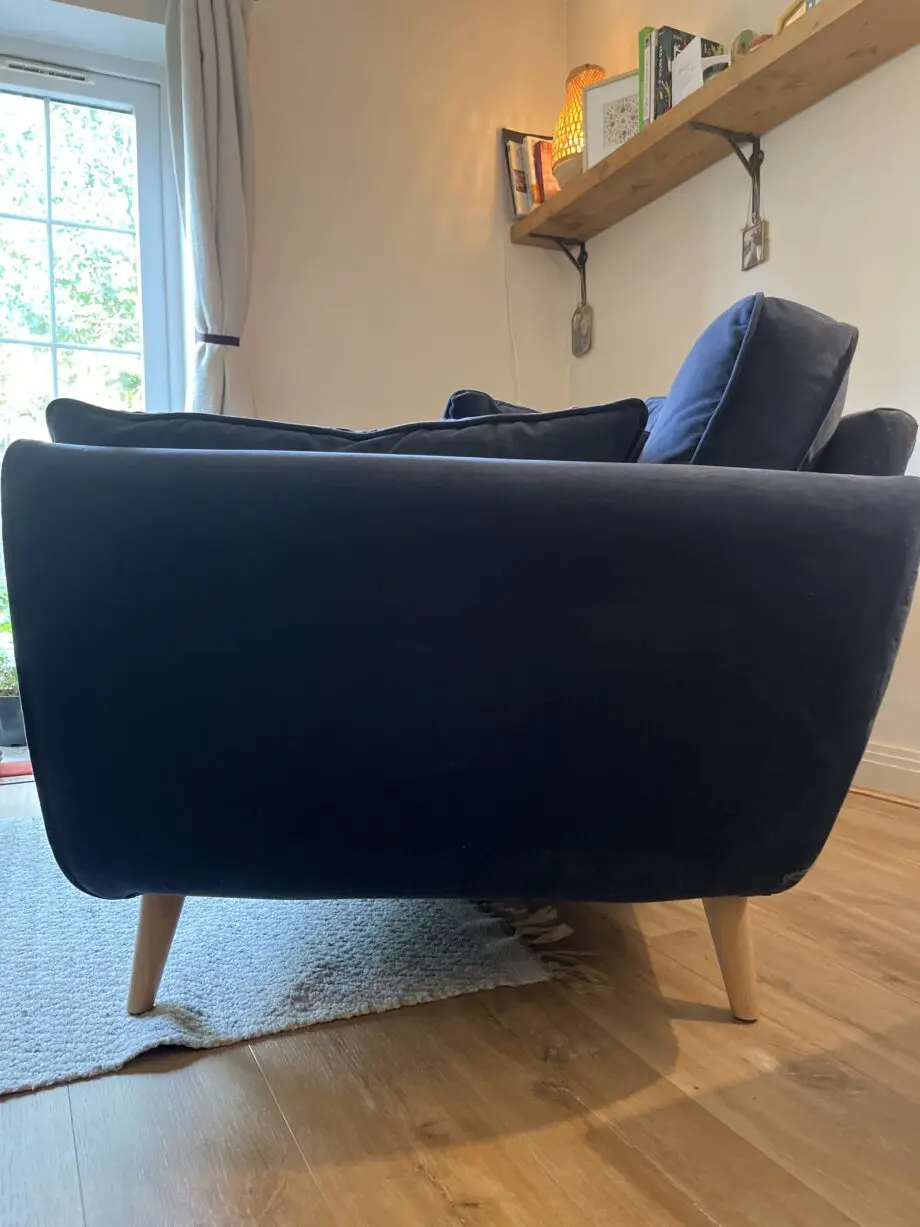 DFS French Connection Navy blue velvet sofa