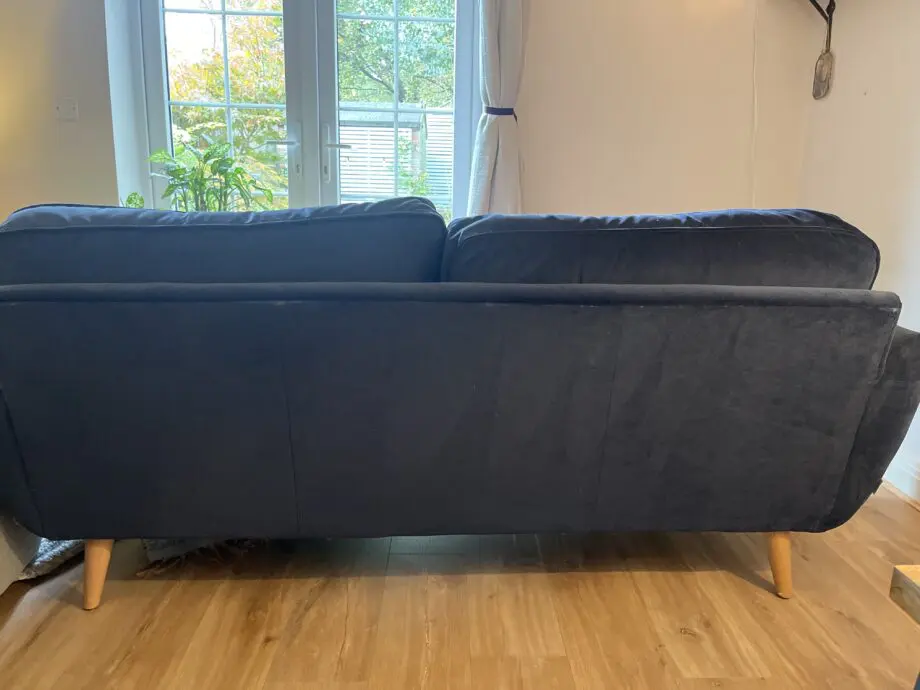 DFS French Connection Navy blue velvet sofa