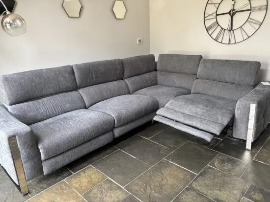 Grey herringbone fabric sofology 4 seat corner sofa