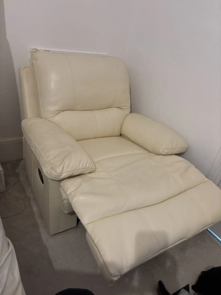 Beige recliner sofa armchair