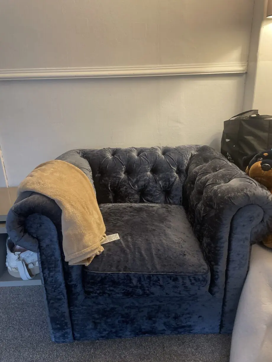 Blue Chesterfield 3 seater+ chair