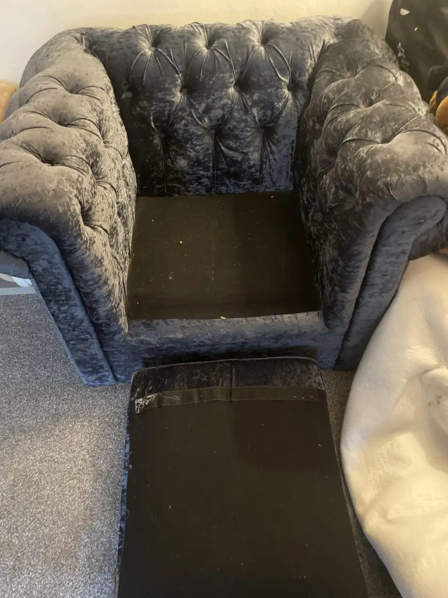 Blue Chesterfield 3 seater+ chair
