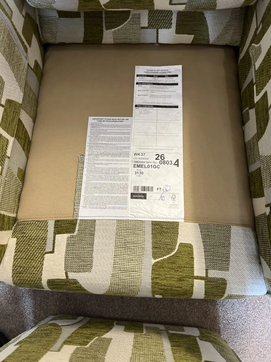 Cookes Elijah (EMELIA) Gallery Accent Chair Olive Pablo Abstract Chenille