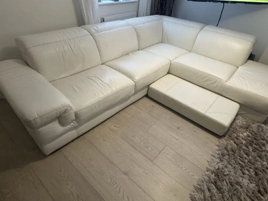 Ottoman Cream Italian corner leather sofa set