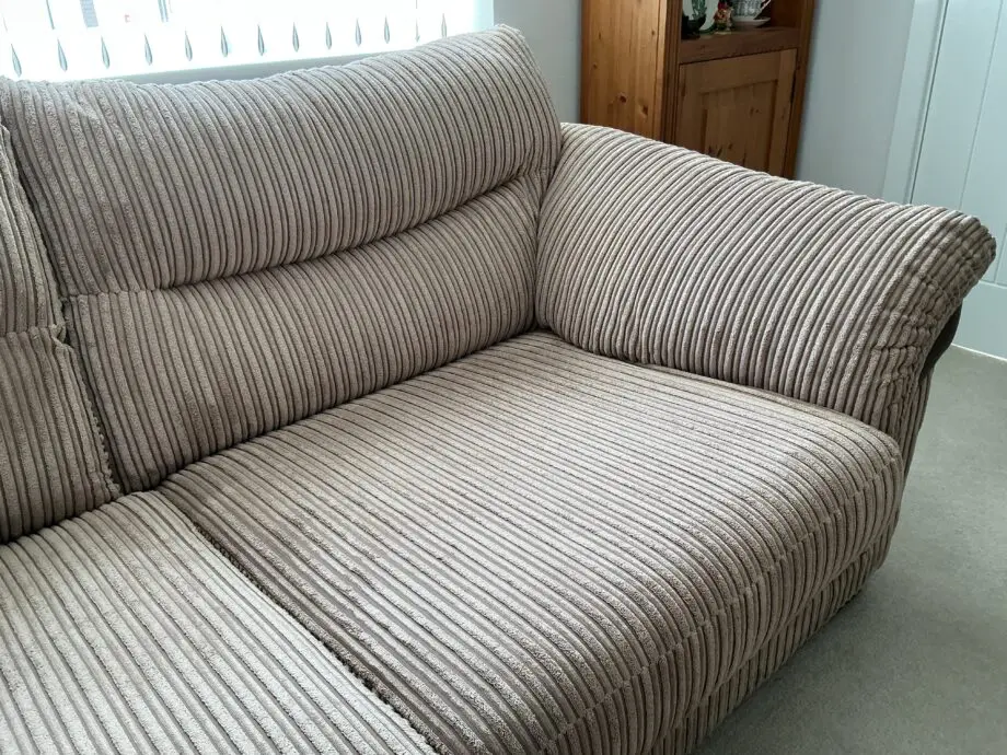 DFS two tone brown corner sofa