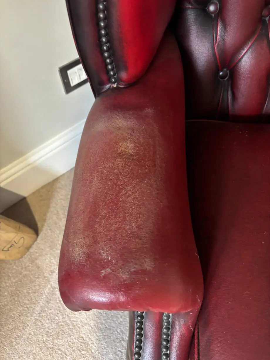 2 Chesterfield Queen Anne High Wing Back Oxblood Leather Armchair