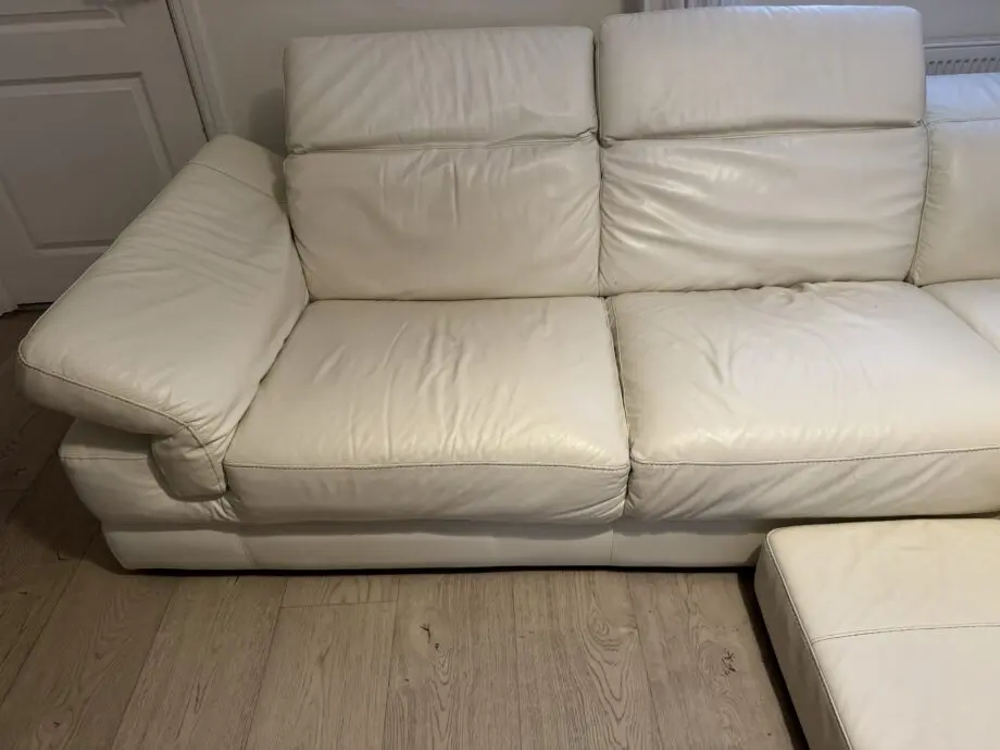 Ottoman Cream Italian corner leather sofa set