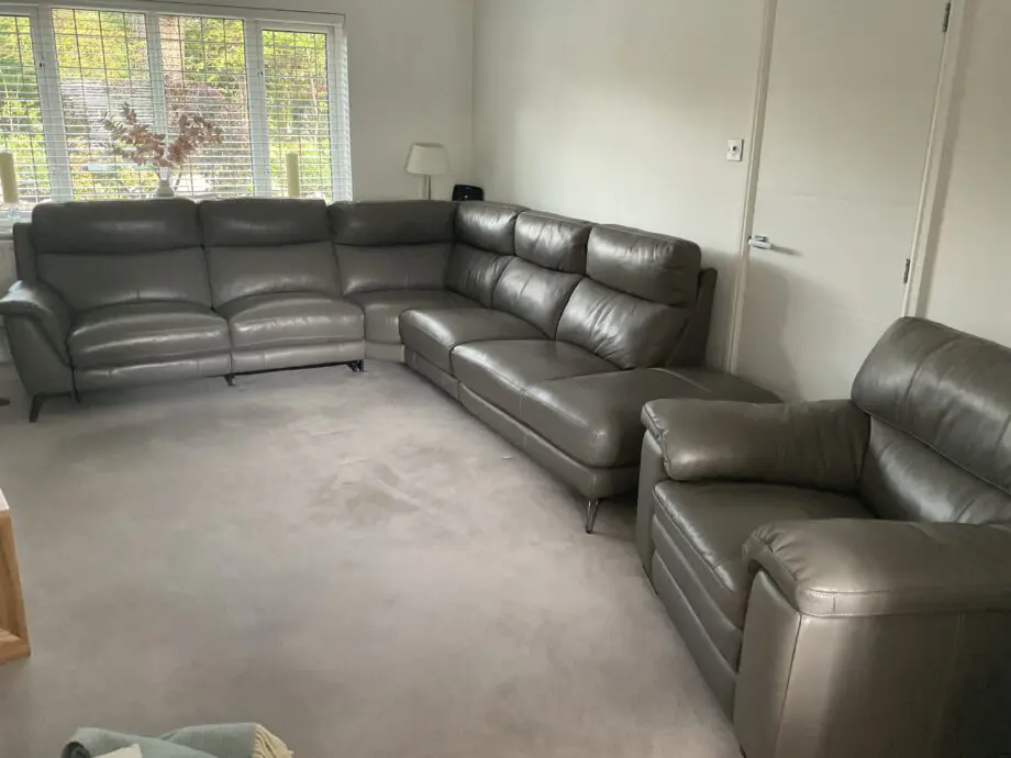 furniture village Contempo leather corner sofa & chair