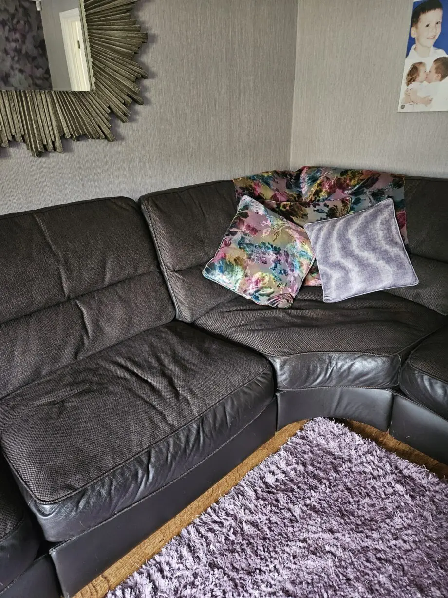 Furniture villiage dual material and leather corner sofa