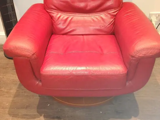 High Quality Bardi Genuine Italian Leather Red Reclining Swivel Chair in Excellent Condition