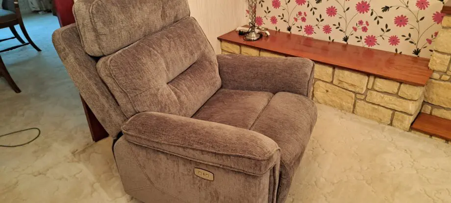 D F S electric three piece suite , grey ,