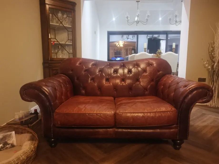 The English Sofa Company Handmade 2 Seater Real Leather Sofa