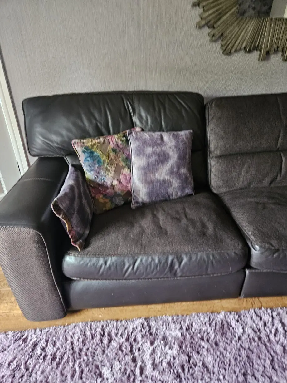 Furniture villiage dual material and leather corner sofa