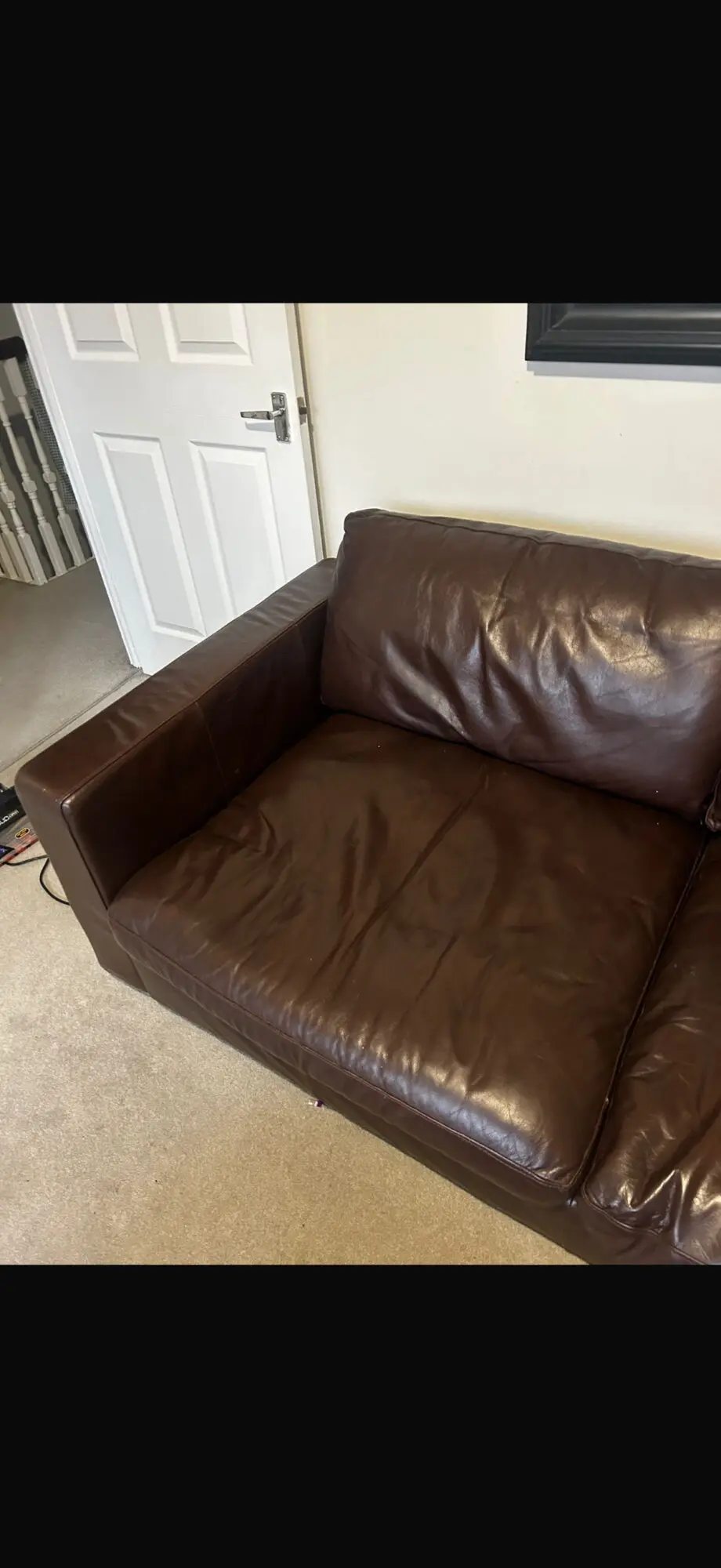 Marks and Spencer three seater sofa, brown, leather