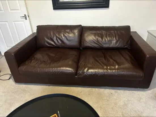 Marks and Spencer three seater sofa, brown, leather
