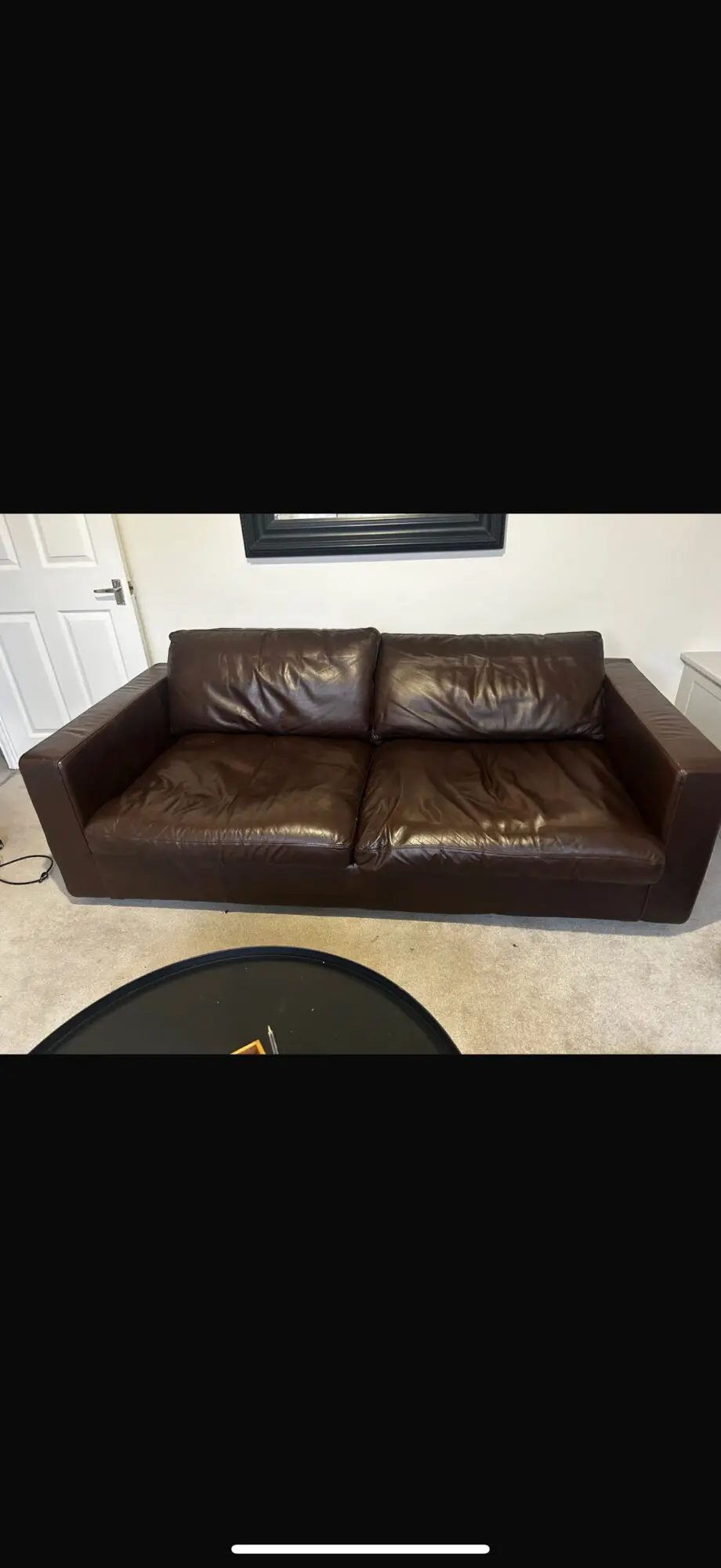 Marks and Spencer three seater sofa, brown, leather