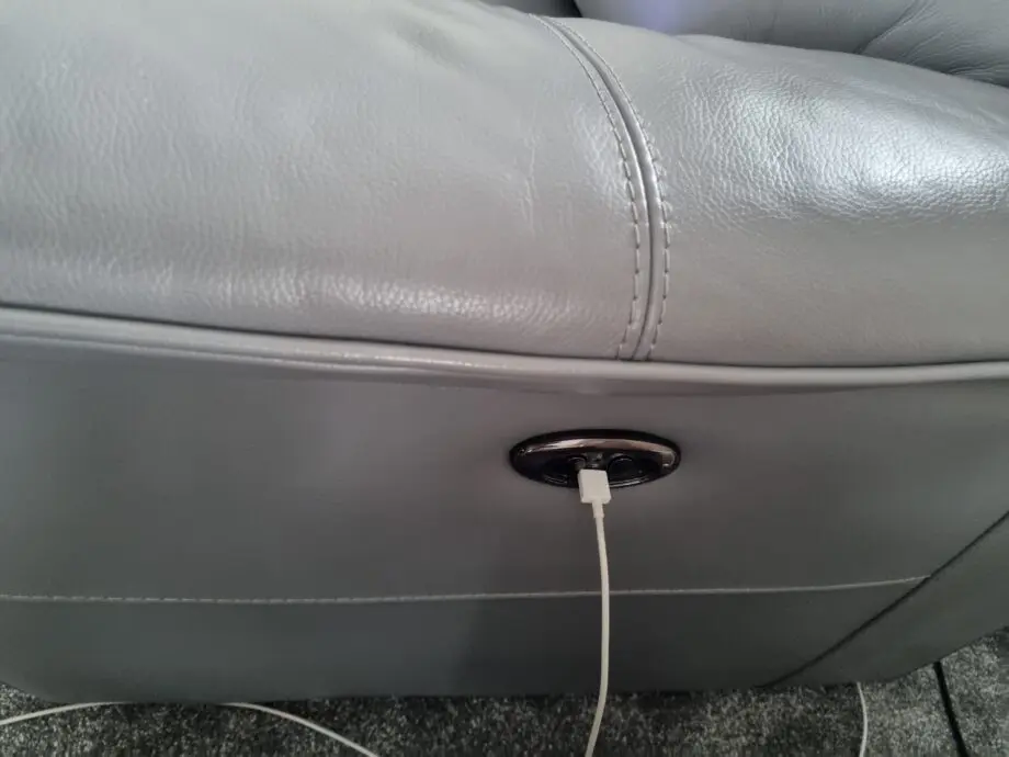 Furniture Village, Sleet Grey, Starlight Express, 3 seater sofa genuine leather, electric reclining