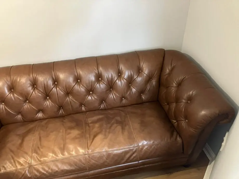 Brown leather Chesterfield