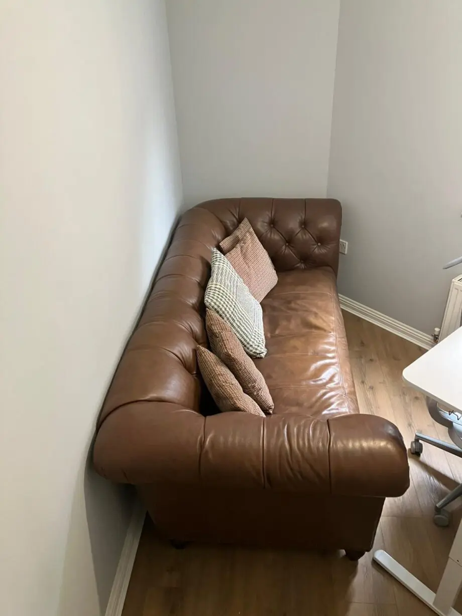 Brown leather Chesterfield