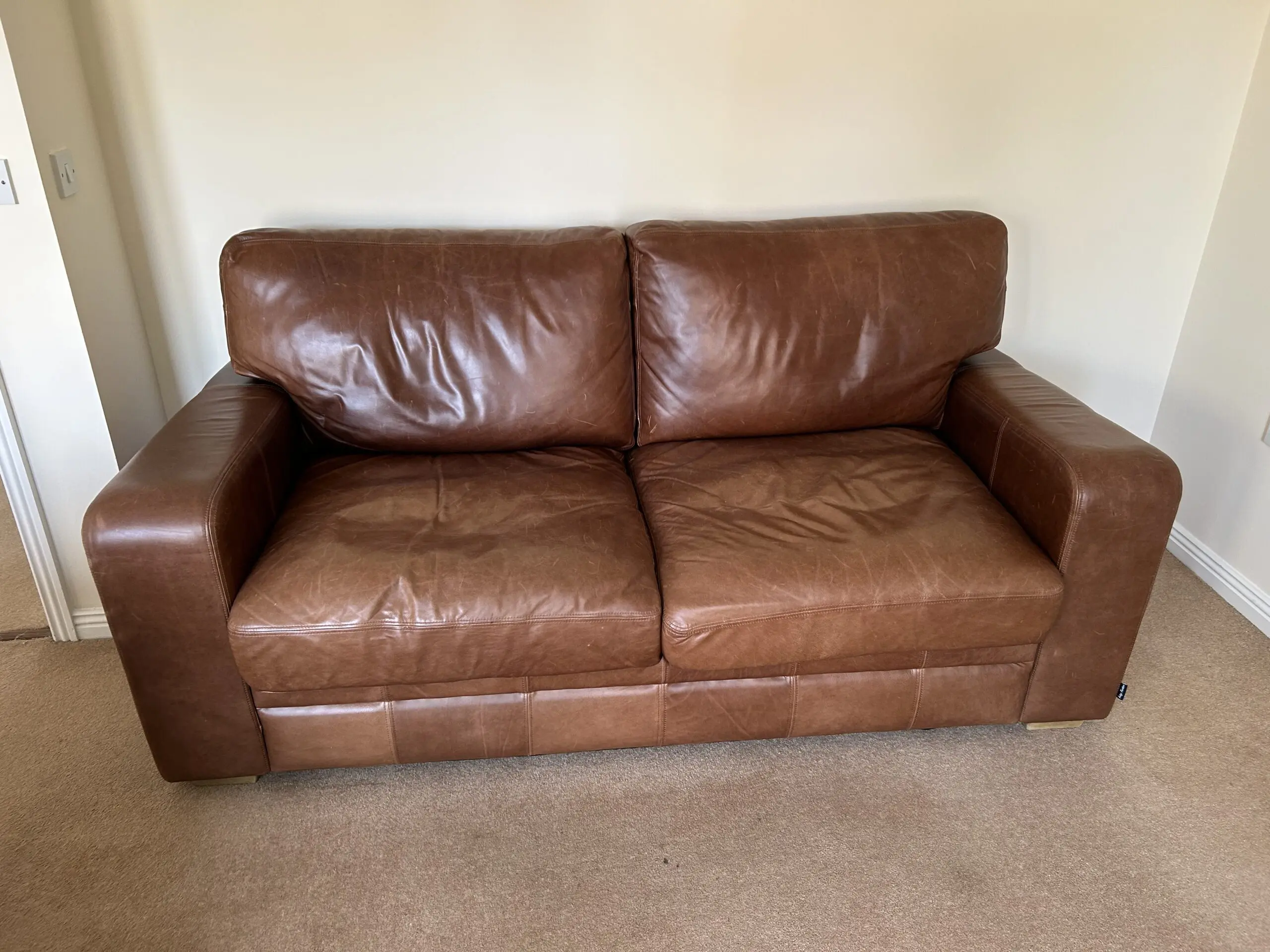 Indigo Furniture Grand Vintage Square Leather Sofa