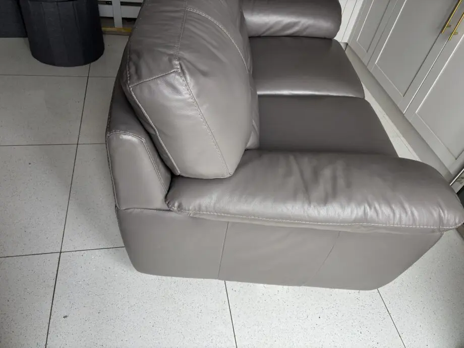 Furniture Village Grey Real Leather two Seat Sofa