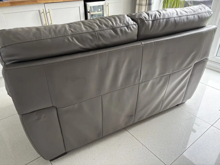 Furniture Village Grey Real Leather two Seat Sofa