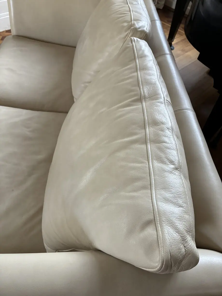 Gorgeous CREAM LEATHER Sofa by Delcor