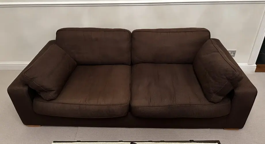 Heals Linear Sofas in Brown '8 Star Java Fabric': 3 seater and 2 seater owned from new